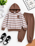 Teddy Stripe Hoodie Set