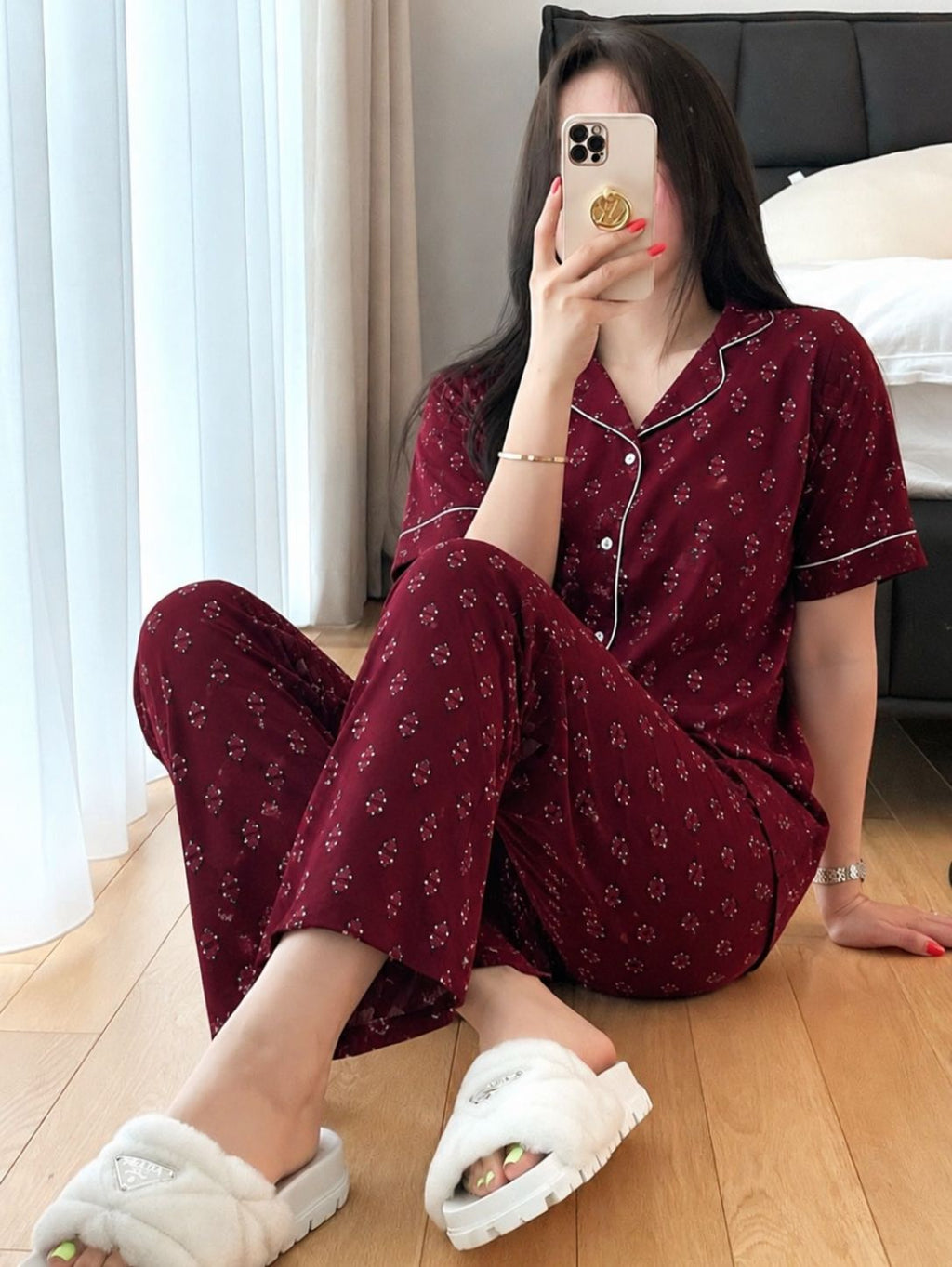 Maroon Belleza Women's Pj Set