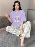 Cute Bunny Floral PJ Set
