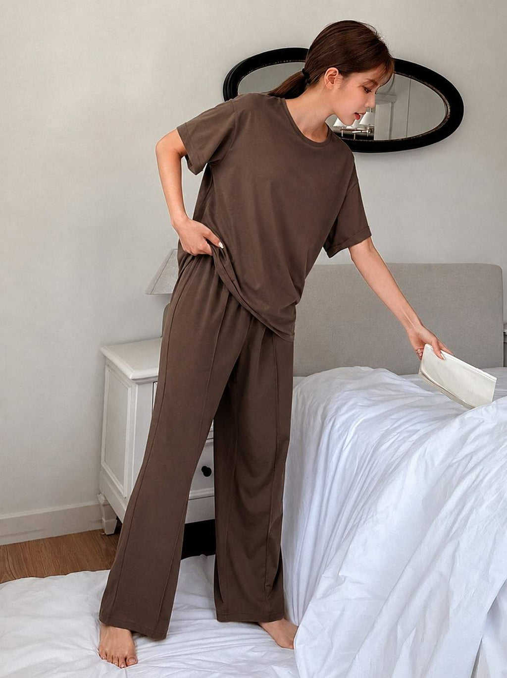 Chocolate Brown Basic Comfy PJ Set