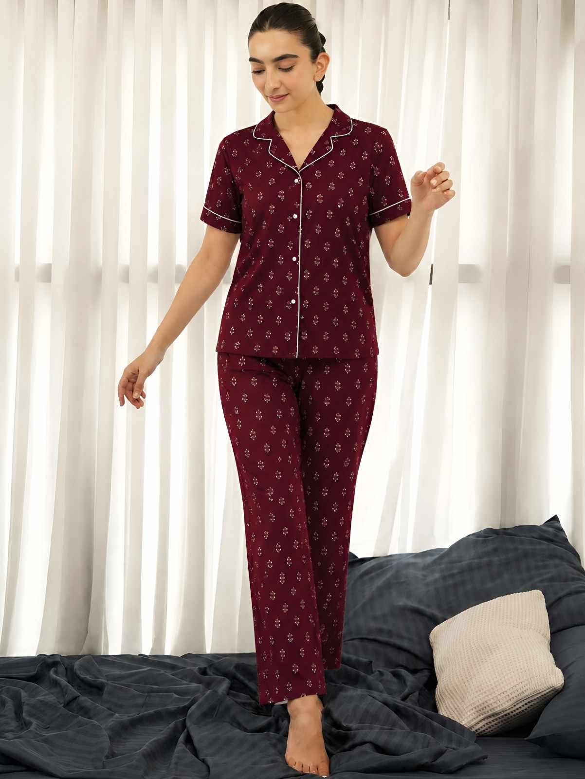 Maroon Belleza Women's Pj Set