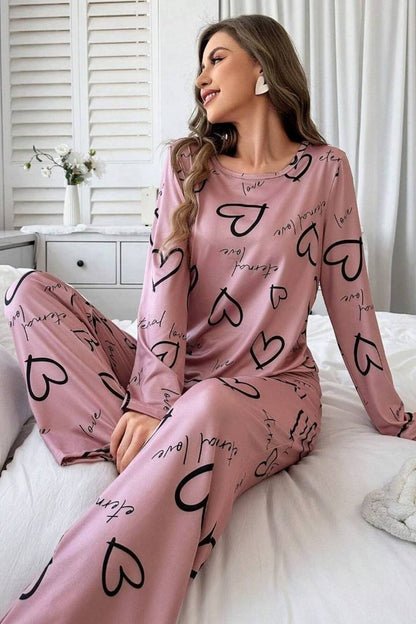 Cute Love Heart Printed Night Suit